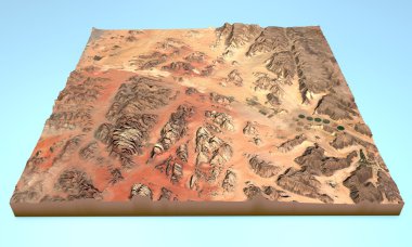 Wadi Rum desert Jordan map aerial view clipart