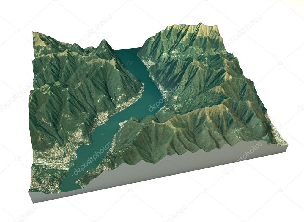 Aerial view of Lake Como, Laglio map