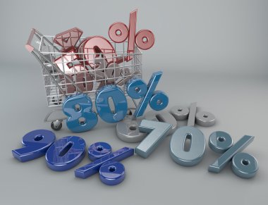 Shopping Cart with discounts clipart