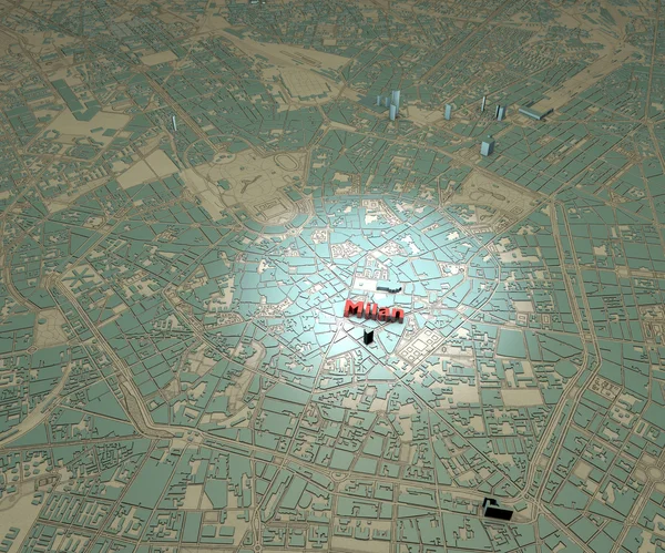 Mapa centrum Mediolanu — Zdjęcie stockowe