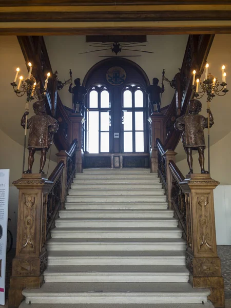 Escalier Entrée Menant Aux Étages Supérieurs Château Miramare Près Trieste — Photo