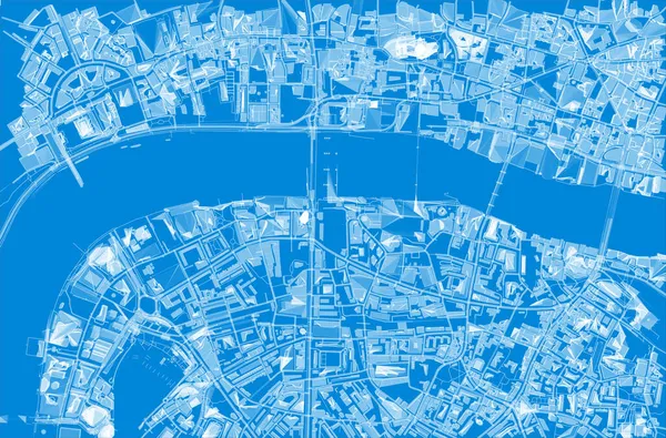 Vue Centre Londres Effet Plexus Hologramme Carte Ville Des Rues — Image vectorielle