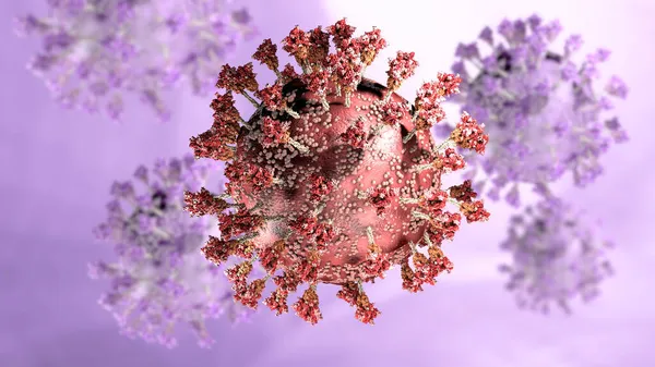 Virüs Varyantı Koronavirüs Dikenli Protein Omicron Covid Mikroskop Altında Görüldü — Stok fotoğraf