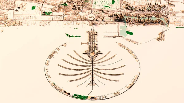 Carte Satellite Dubaï Émirats Arabes Unis Rues Ville Palais Bâtiments — Photo