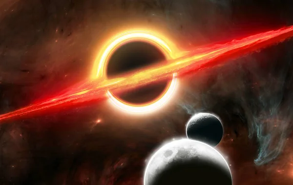 Gravitational Field Black Hole Gravitational Attraction New Worlds Swallowed Galaxies — Foto de Stock