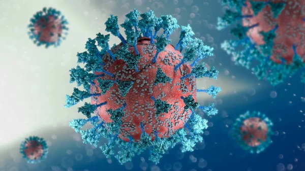 Variante Vírus Coronavírus Proteína Pico Deltacron Omicron Covid Visto Microscópio — Fotografia de Stock