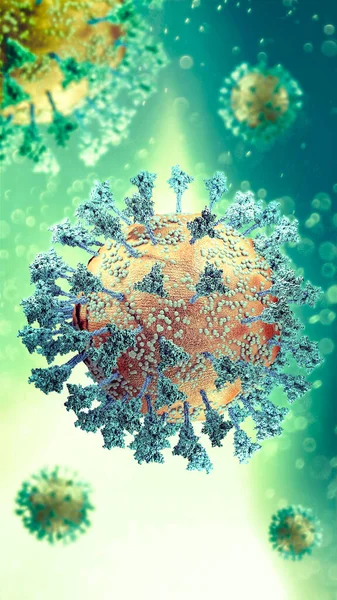 Variante Vírus Coronavírus Proteína Pico Deltacron Omicron Covid Visto Microscópio — Fotografia de Stock