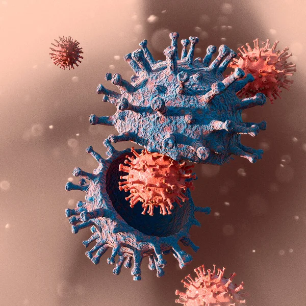 Varianta Viru Koronavirus Bodový Protein Deltacron Omicron Covid Pod Mikroskopem — Stock fotografie