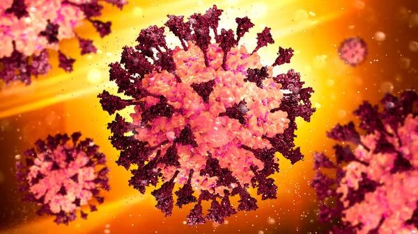 ウイルス 顕微鏡下で見られる詳細 コロナウイルスの変異と変異 Sars Cov Covy 3Dレンダリング — ストック写真