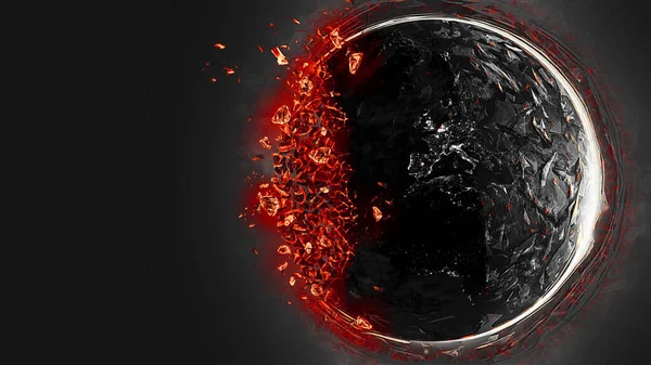 Destrucción Tierra Meteorito Que Golpeó Tierra Aniquilación Global Explosión Planetaria — Foto de Stock