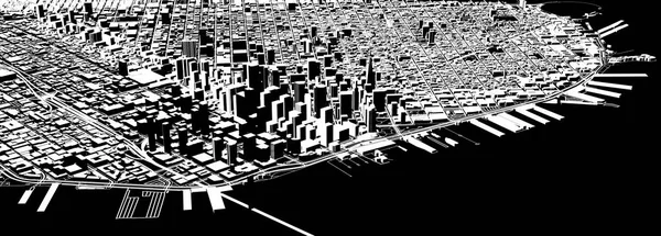 Satellietzicht San Francisco Kaart Van Stad Met Huis Gebouw Silhouet — Stockfoto