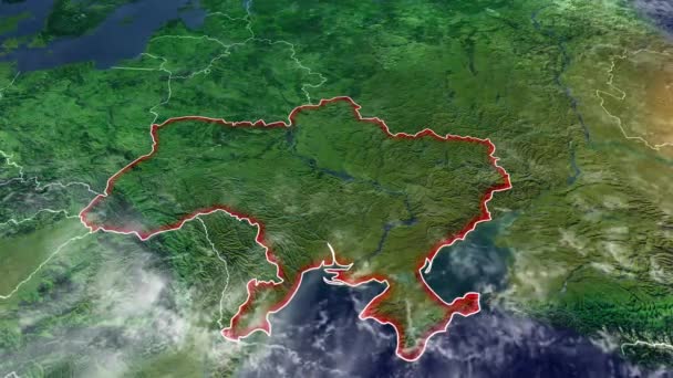 Mappa Fisica Dell Europa Dell Ucraina Dei Confini Frontiere Province — Video Stock