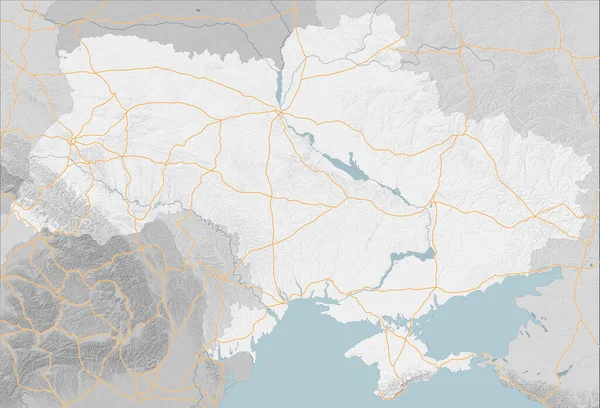 東ヨーロッパ ウクライナ 近隣の州の地図 衛星ビュー 側面と派閥 連合国 主要道路 都市中心部 — ストック写真
