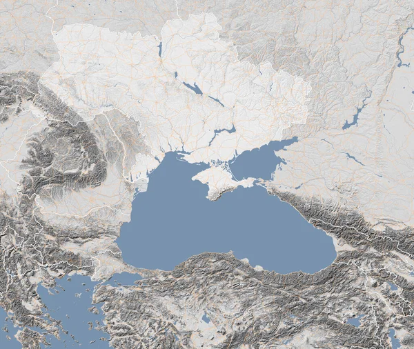 Mapa Europa Del Este Ucrania Estados Vecinos Vista Satélite Mar — Foto de Stock