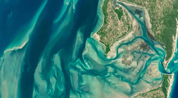 Δορυφορική Άποψη Της Ακτής Της Μοζαμβίκης Εναέρια Άποψη Της Inhaca — Φωτογραφία Αρχείου