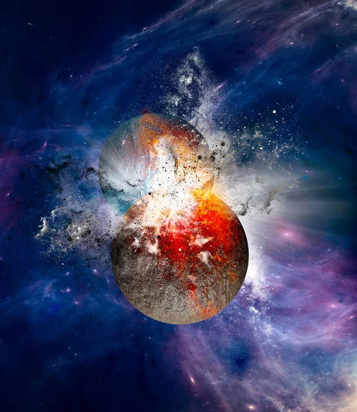 Dampak Antara Planet Pembentukan Dunia Baru Big Bang Theia Dan — Stok Foto