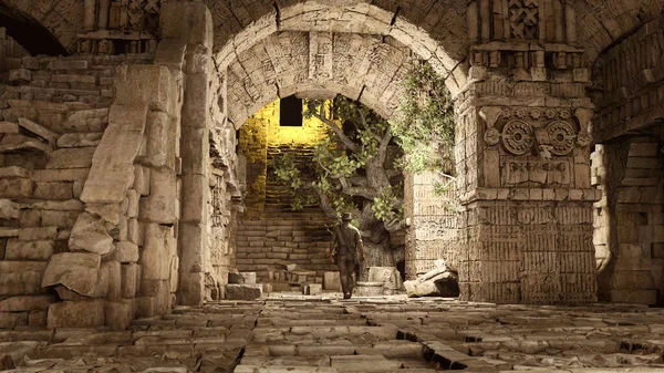 Explorador Arqueólogo Mundos Desaparecidos Civilizaciones Antiguas Secretos Misterios Templos Estructuras — Foto de Stock