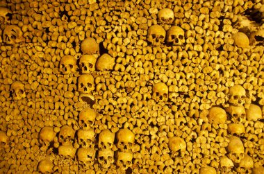 Altı milyondan fazla insanın kalıntılarını barındıran Paris 'in yeraltı mezarları. Kafatası ve kemiklerle ilgili detaylar. Fransa