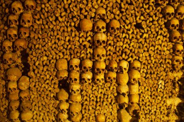 Altı milyondan fazla insanın kalıntılarını barındıran Paris 'in yeraltı mezarları. Kafatası ve kemiklerle ilgili detaylar. Fransa