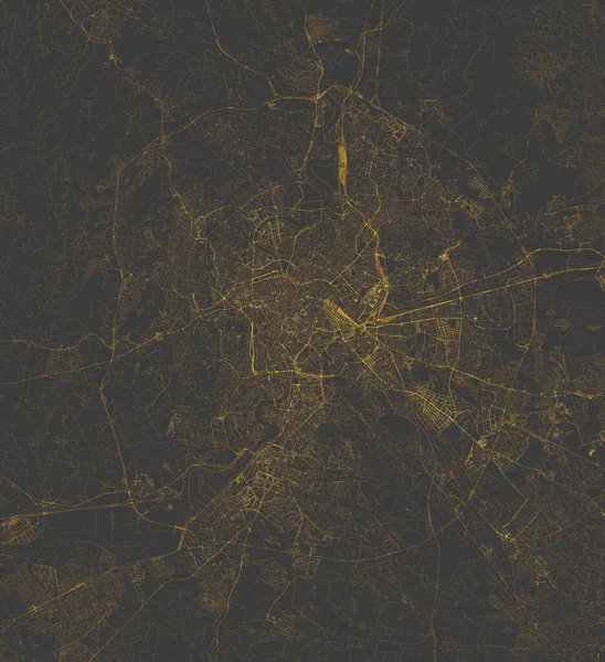 Vue Satellite Carte Rue Rome Vue Nuit Des Rues Éclairées — Photo