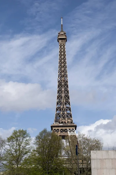 Paris France 2022 Tree View Eiffel Tower Metal Tower Completed — Stock Photo, Image