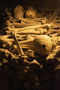 Paris, Fransa: Paris 'in yeraltı mezarlıklarında kafatasları ve kemikler, 285 km uzunluğundaki bir yeraltı taş ocağında dünyanın en büyük mezarlığı olan 6 milyondan fazla insanın kalıntılarını barındırıyor.