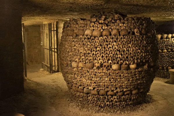 Paris France Skulls Bones Catacombs Paris Ossuary Underground Quarry 285 — стоковое фото