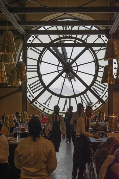 Paris France Europe Customers Waiters Restaurant Clock Hall Musee Orsay — Stock Photo, Image