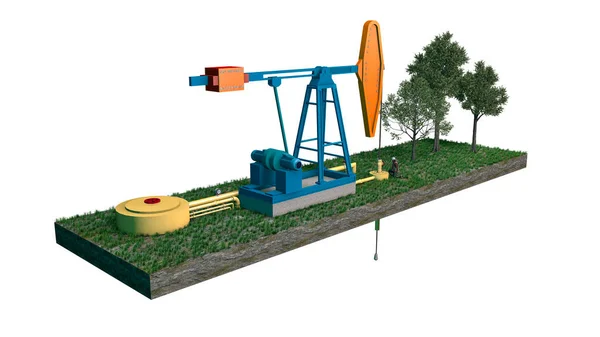 Estrazione Petrolio Terra Macchinari Necessari Scavare Cercare Oro Nero Sezione — Foto Stock