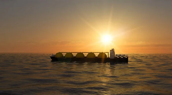 Floating Regasification Facility Regasification Facility Stationary Sea Sunset Renderingit Process — Stock Photo, Image