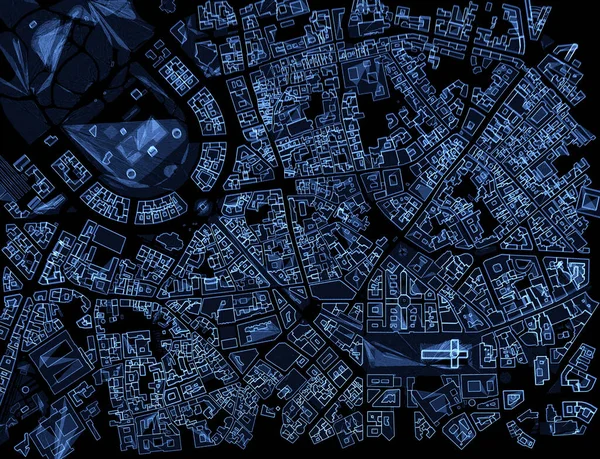 Kaart Van Het Centrum Van Milaan Luchtfoto Van Gebouwen Huizen — Stockfoto