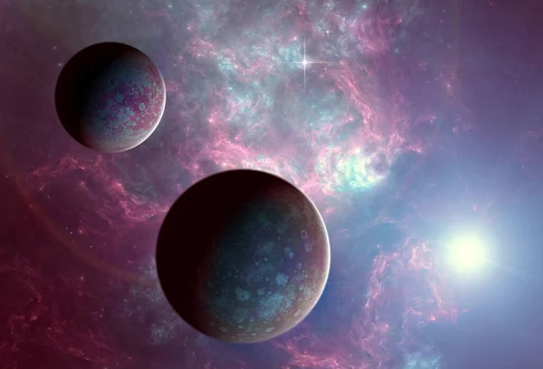 Исследование Новых Миров Пространства Вселенной Новых Галактик Планеты Подсветке Экзопланеты — стоковое фото