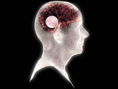 Beynin nasıl çalıştığını. Sinapslar ve nöronlar. Bağlantılar. Beyninle, uyarıcılarınla ve fikirlerinle ilgilen. Dejeneratif hastalıklar, Parkinson ve Alzheimer. Yaşlı kadın bakış açısı. 3d oluşturma