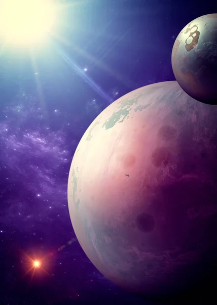 Планеты Экзопланеты Неисследованных Галактик Научная Фантастика Новые Миры Открывать Колонизация — стоковое фото