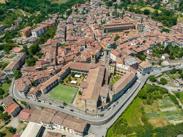 Aerial View Bobbio Town Trebbia River Bridge Piacenza Emilia Romagna — Foto Stock