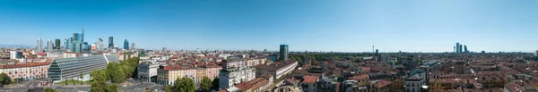 360 Degree Aerial View Milan Skyscrapers Roofs Garibaldi Area View — Stock fotografie