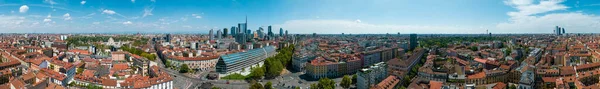 360 Degree Aerial View Milan Skyscrapers Roofs Garibaldi Area View — ストック写真