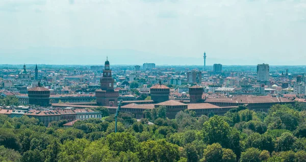 Aerial View Castello Sforzesco Sforza Castle Medieval Fortification Located Milan — Stockfoto