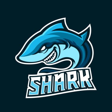 Köpekbalığı esport oyun logosu şablonu