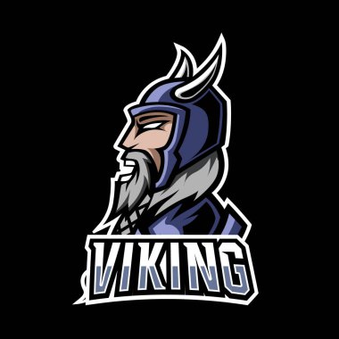 Kızgın Viking oyun logosu. Zırhlı, kasklı, kalın sakallı ve bıyıklı.