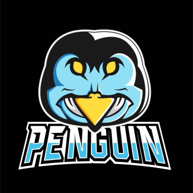 Penguen sporu ya da Esport oyun logosu şablonu, takımınız için.