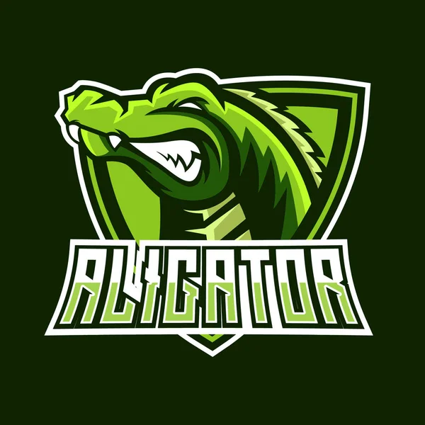 Alligator Esport Mascote Jogos Logotipo Modelo —  Vetores de Stock