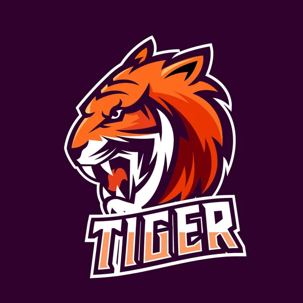Tiger Esport Gaming Mascotte Logo Sjabloon — Stockvector
