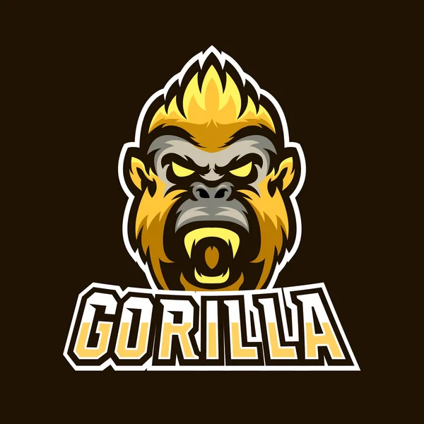Gorilla Esport Gaming Mascot Logo Template — 스톡 벡터