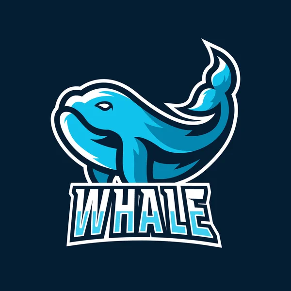 Esporte Peixe Baleia Esport Modelo Logotipo Mascote Jogos —  Vetores de Stock