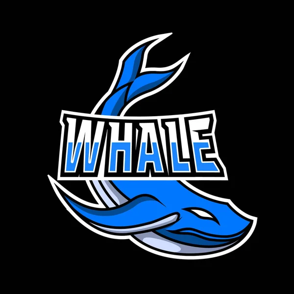 Modelo Logotipo Esporte Jogos Mascote Peixe Baleia Azul Para Equipe —  Vetores de Stock