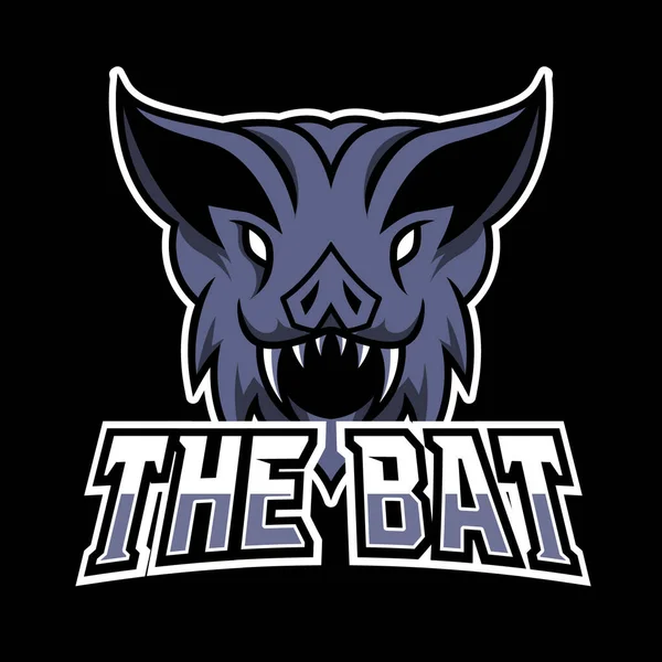 Azul Morcego Escuro Vampiro Mascote Esporte Esport Logotipo Modelo —  Vetores de Stock