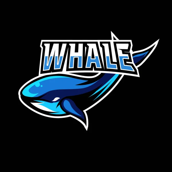 Azul Baleia Peixe Mascote Esporte Esport Logotipo Modelo —  Vetores de Stock