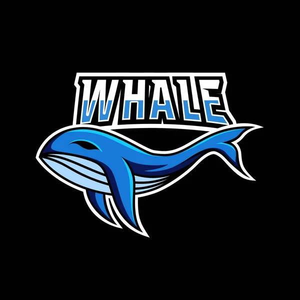 Azul Baleia Peixe Mascote Esporte Jogos Esport Logotipo Modelo Para —  Vetores de Stock