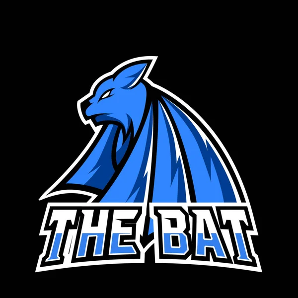 Azul Morcego Escuro Vampiro Mascote Esporte Jogos Esport Logotipo Modelo —  Vetores de Stock